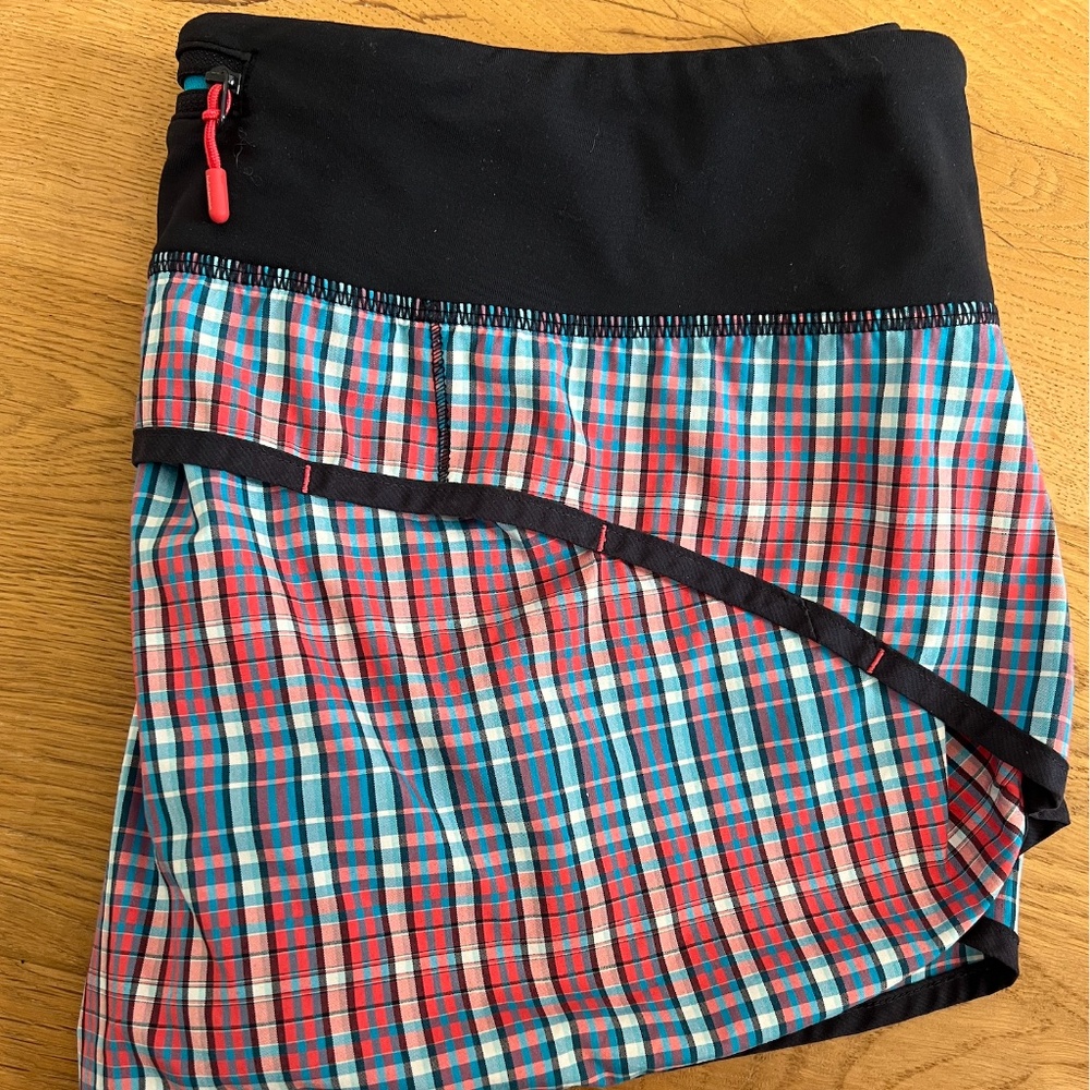 Lululemon Speed Shorts: Rad Plaid Wish Blue / Passion